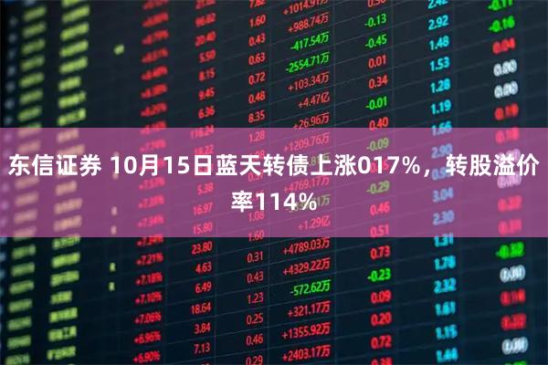 东信证券 10月15日蓝天转债上涨017%，转股溢价率114%