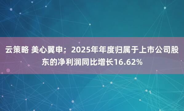 云策略 美心翼申：2025年年度归属于上市公司股东的净利润同比增长16.62%